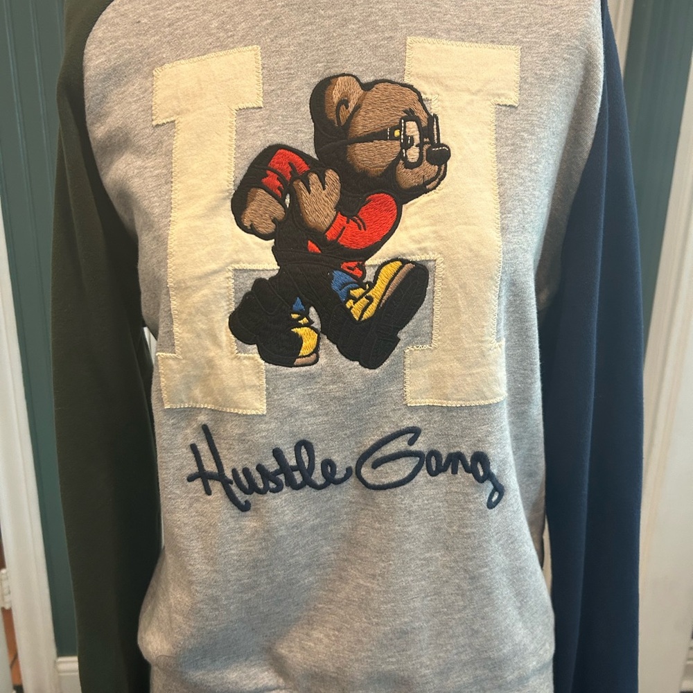 Hustle Gang Gray and Blue Crewneck Sweater